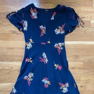 Madewell Navy Poppy Floral Silk Dress Size 00